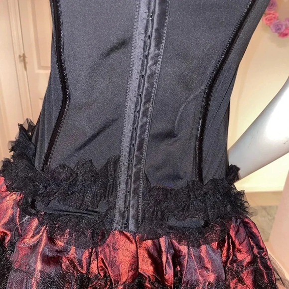 TORRID Womens Size 1 Black Lace Ruffle Corset Strapless Hook & Eye Closure Boned - Picture 15 of 16